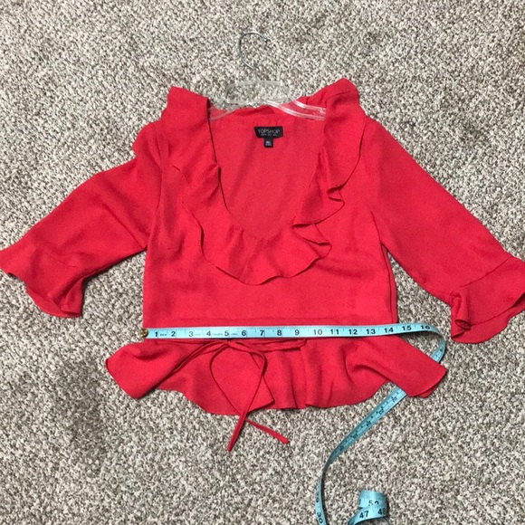 Topshop Red Ruffle Blouse - Picture 5 of 5